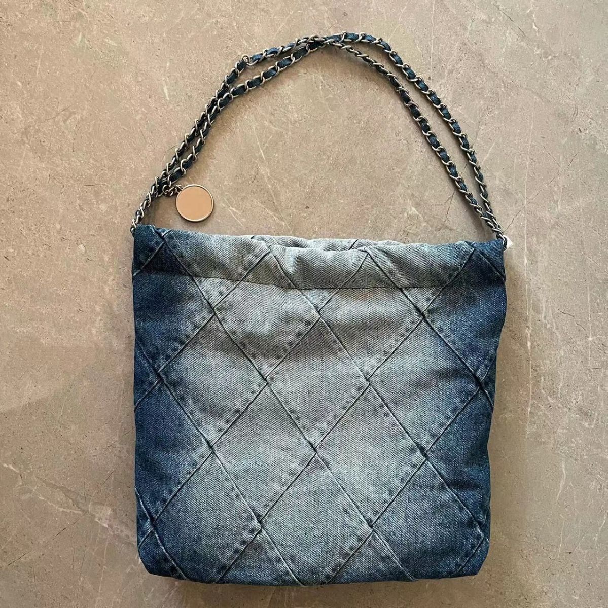 2025中古丹宁牛仔垃圾袋vintage单肩包22bag复古包大容量休闲包女