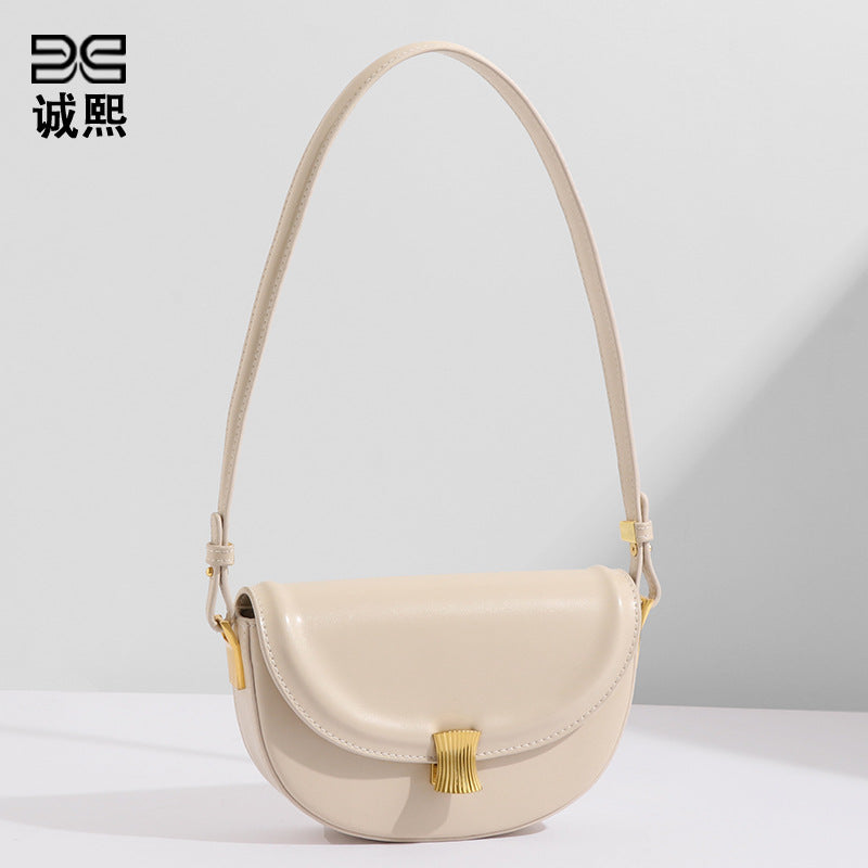 时尚休闲马鞍包高级感小众单肩包半圆新款斜挎女包轻奢简约腋下包