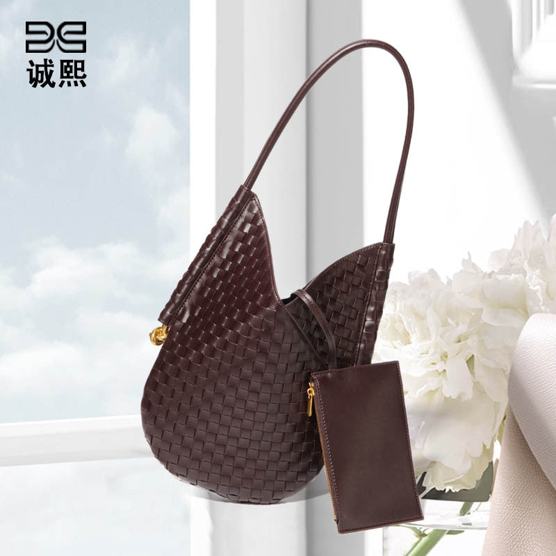 网红定制潮流手挽包小众女包编织单肩腋下包复古两件套零钱托特包