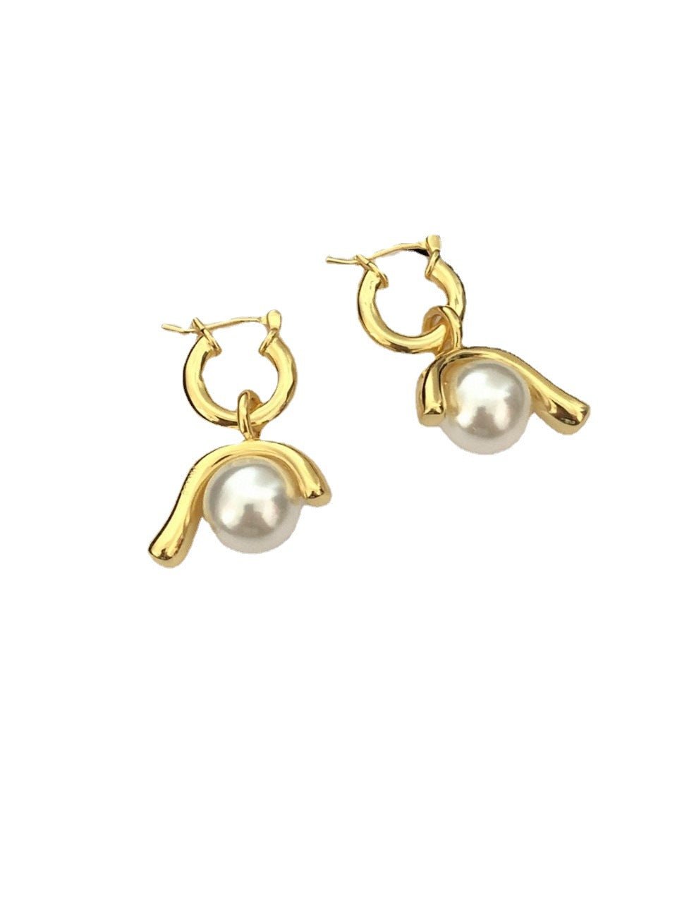 赛林家22新款几何型珍珠耳环女铜镀金港风气质光面镀真金直播供应