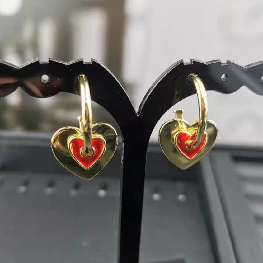 巴黎家爱心C形耳环法式可拆卸时尚气质耳饰品一款二戴心形耳钉