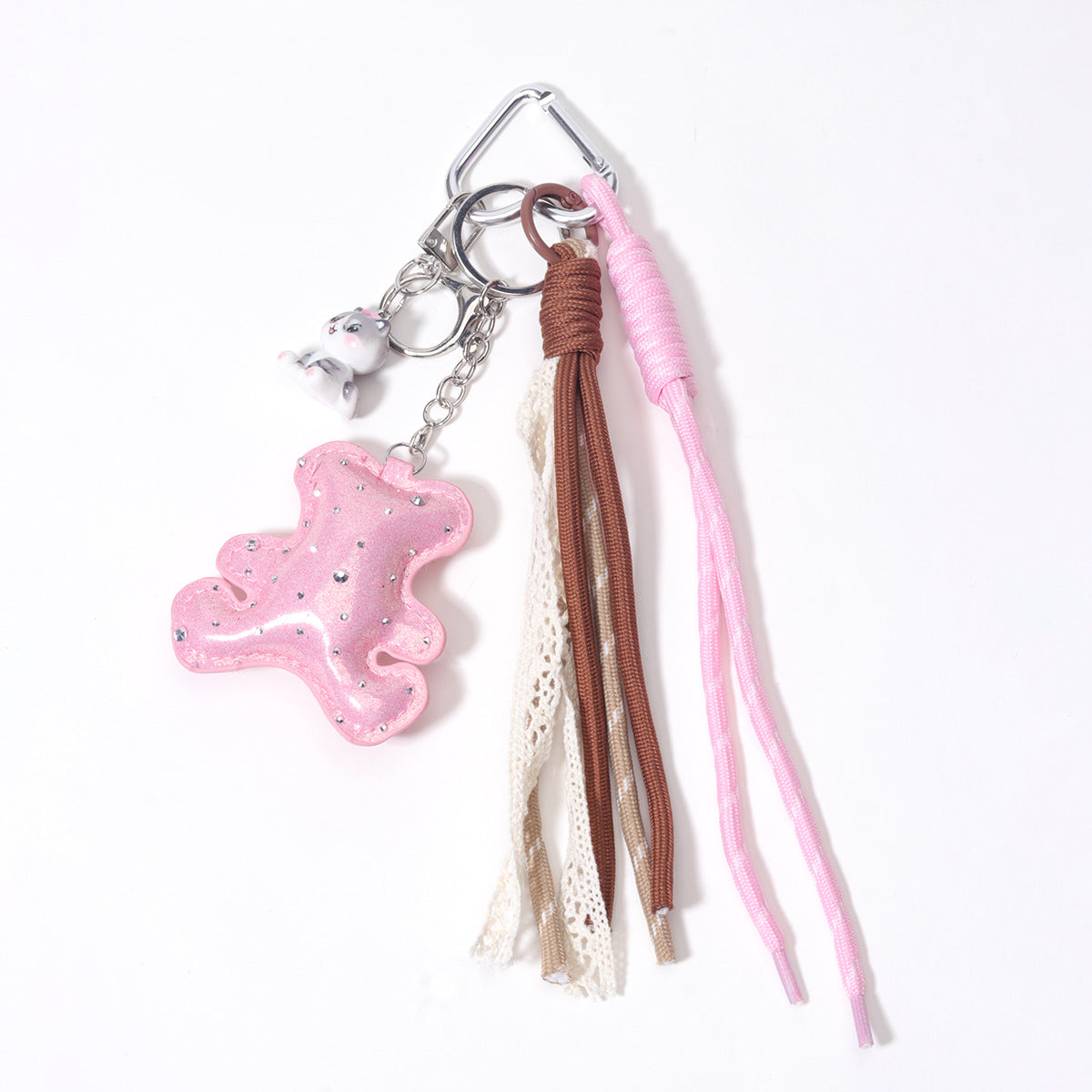 量大价优PU皮革充棉钻皮小熊树脂小猫咪织带包包挂件挂饰钥匙扣