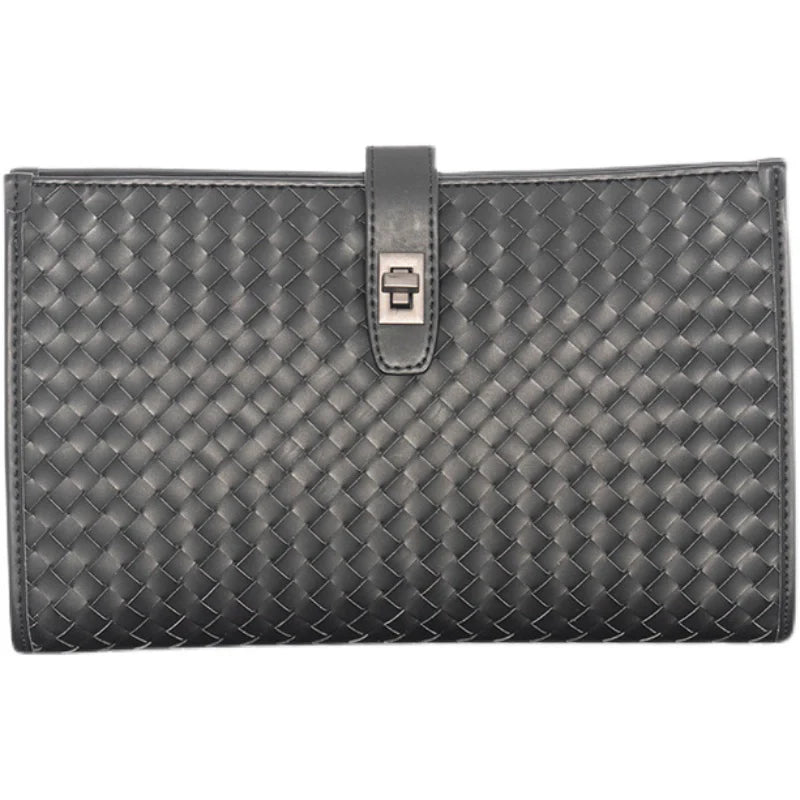 X&BV新款编织手包男真皮2021新款休闲商务大容量手抓包男士手拿包