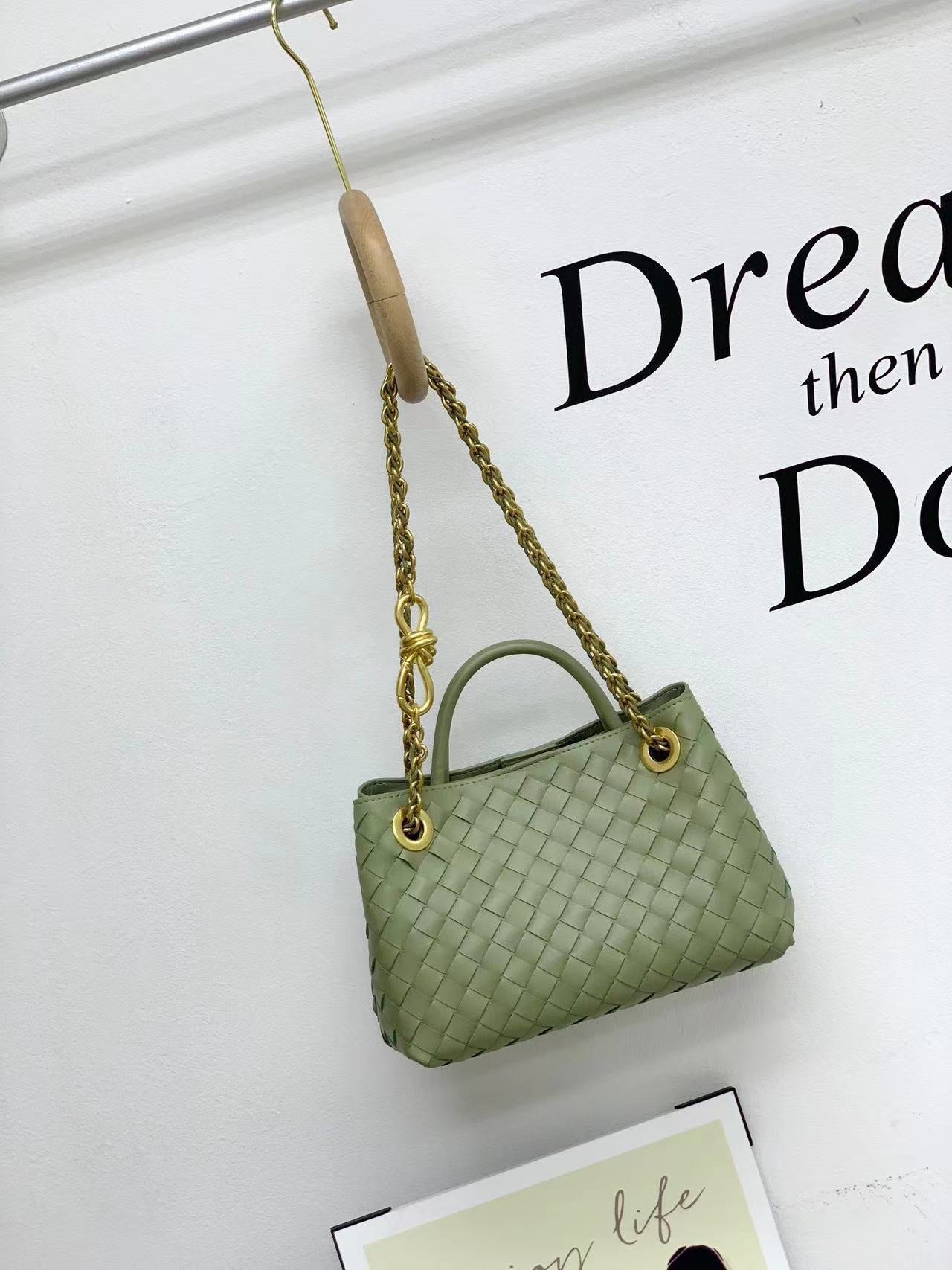 新款编织牛皮金属绳扣单肩包手提出街通勤购物袋百搭时尚潮流小众