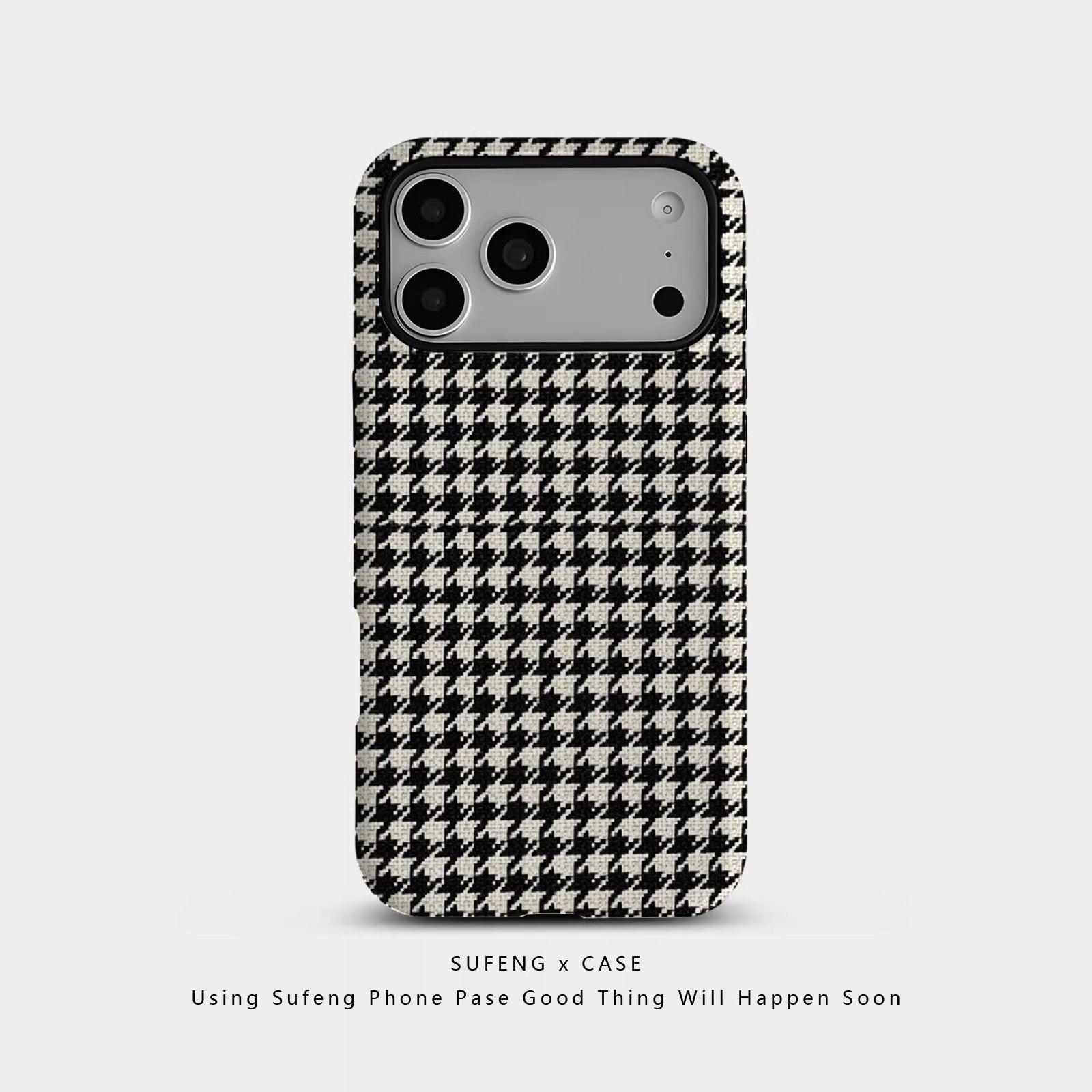 跨境千鸟格适用苹果17Promax手机壳女iPhone16磁吸15菲林壳14三星