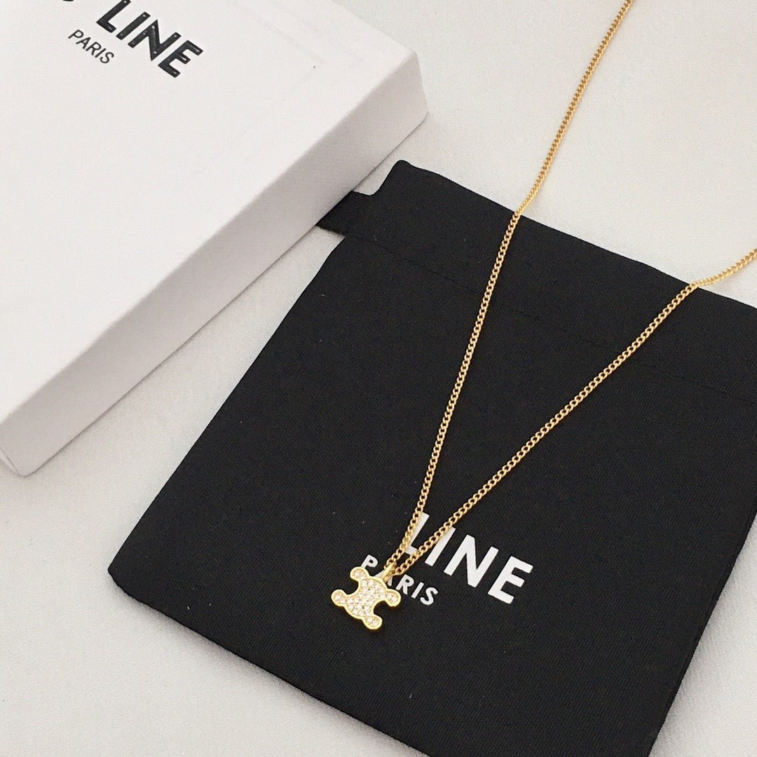 赛林22新款凯旋门满钻项链女耳环高级感气质几何形锁骨链