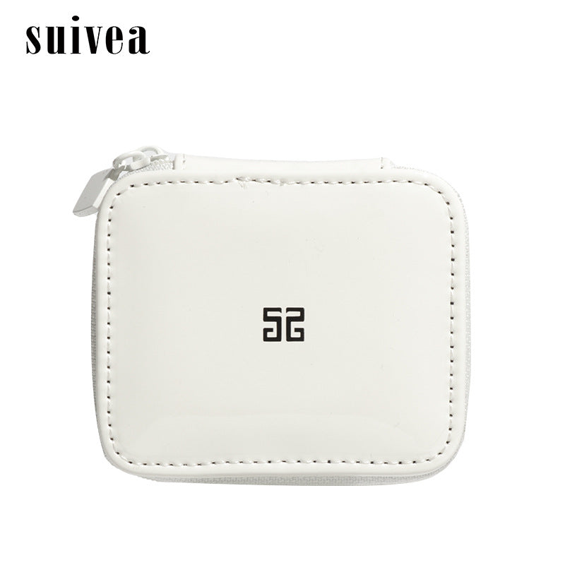 2024新款化妆盒mini收纳口红包高端漆皮带化妆镜小盒子化妆女包包