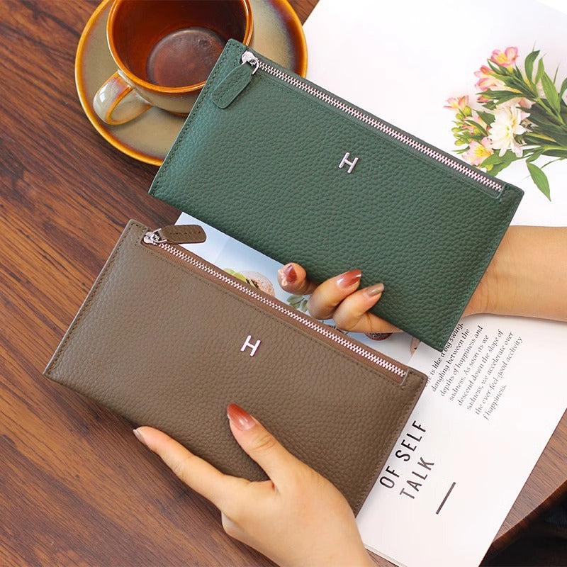 超薄真皮钱包女士2024新款高档头层牛皮手拿手机包卡包精致零钱包