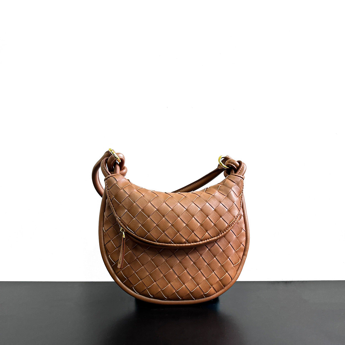 2023新款秋冬原创编织真皮腋下包女简约通勤托特包大休闲手提包女