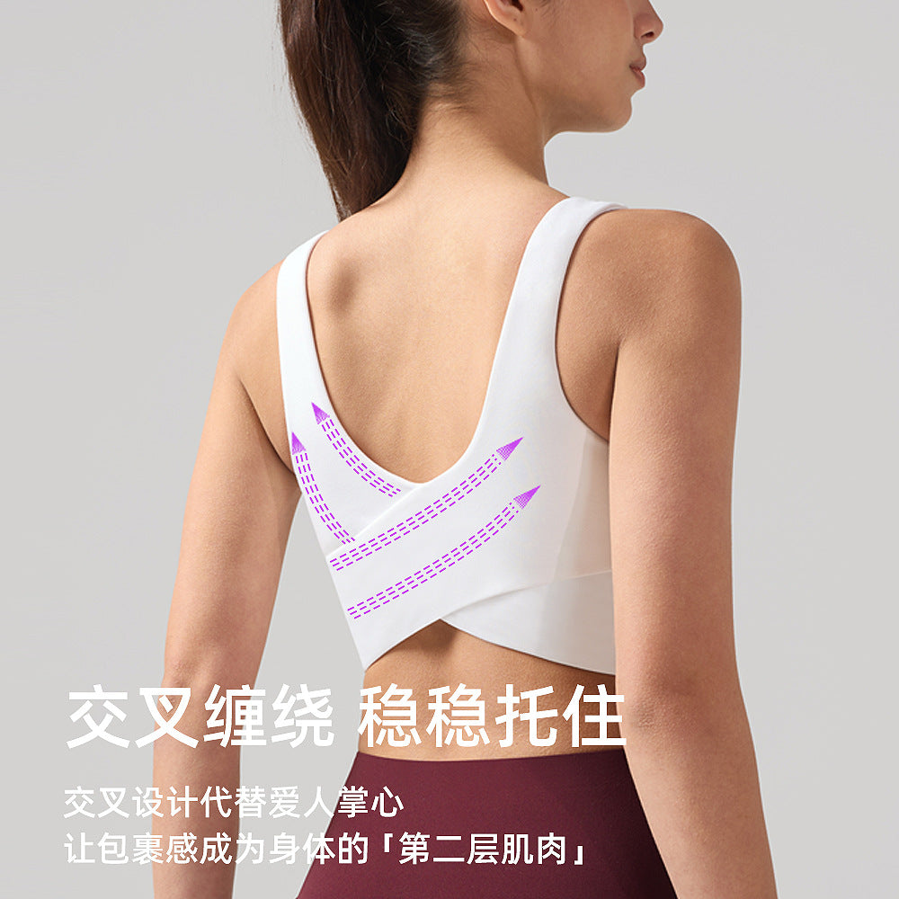 lulu交叉运动内衣女莱卡高弹力防震健身文胸透气速干瑜伽背心bra