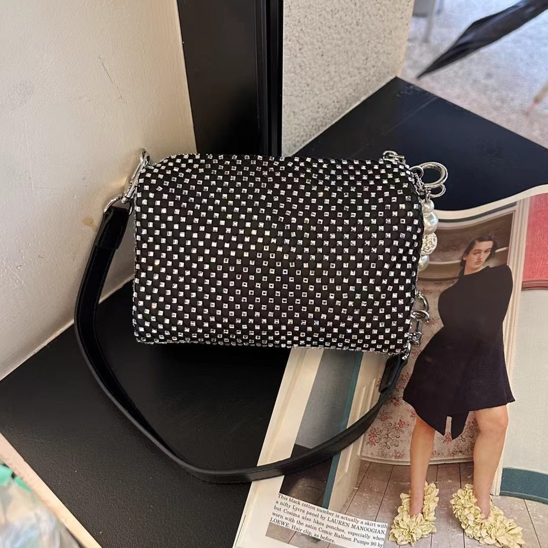 小众满钻水钻包包包女2024新款潮时尚链条腋下包百搭大容量斜挎包