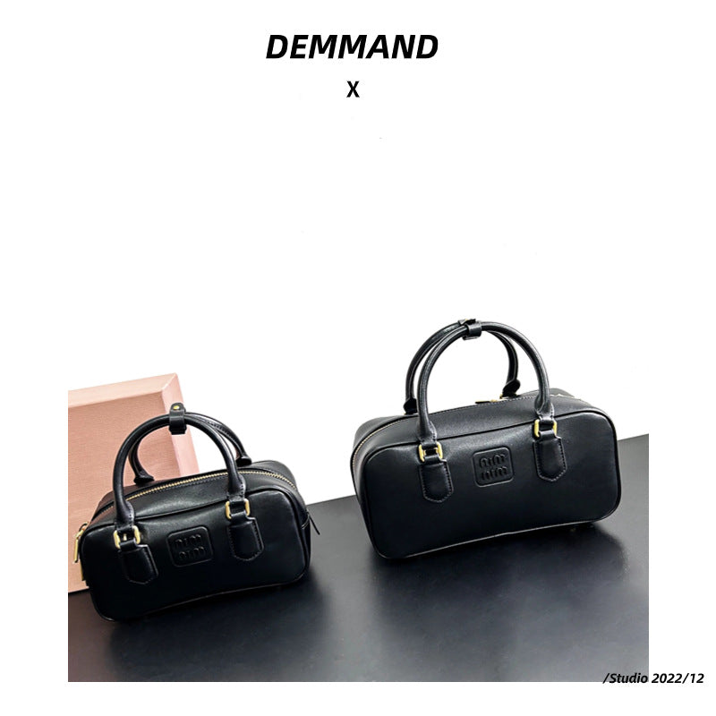 时尚百搭横款小手提包保龄球包小包包2023秋冬新款复古枕头包女包