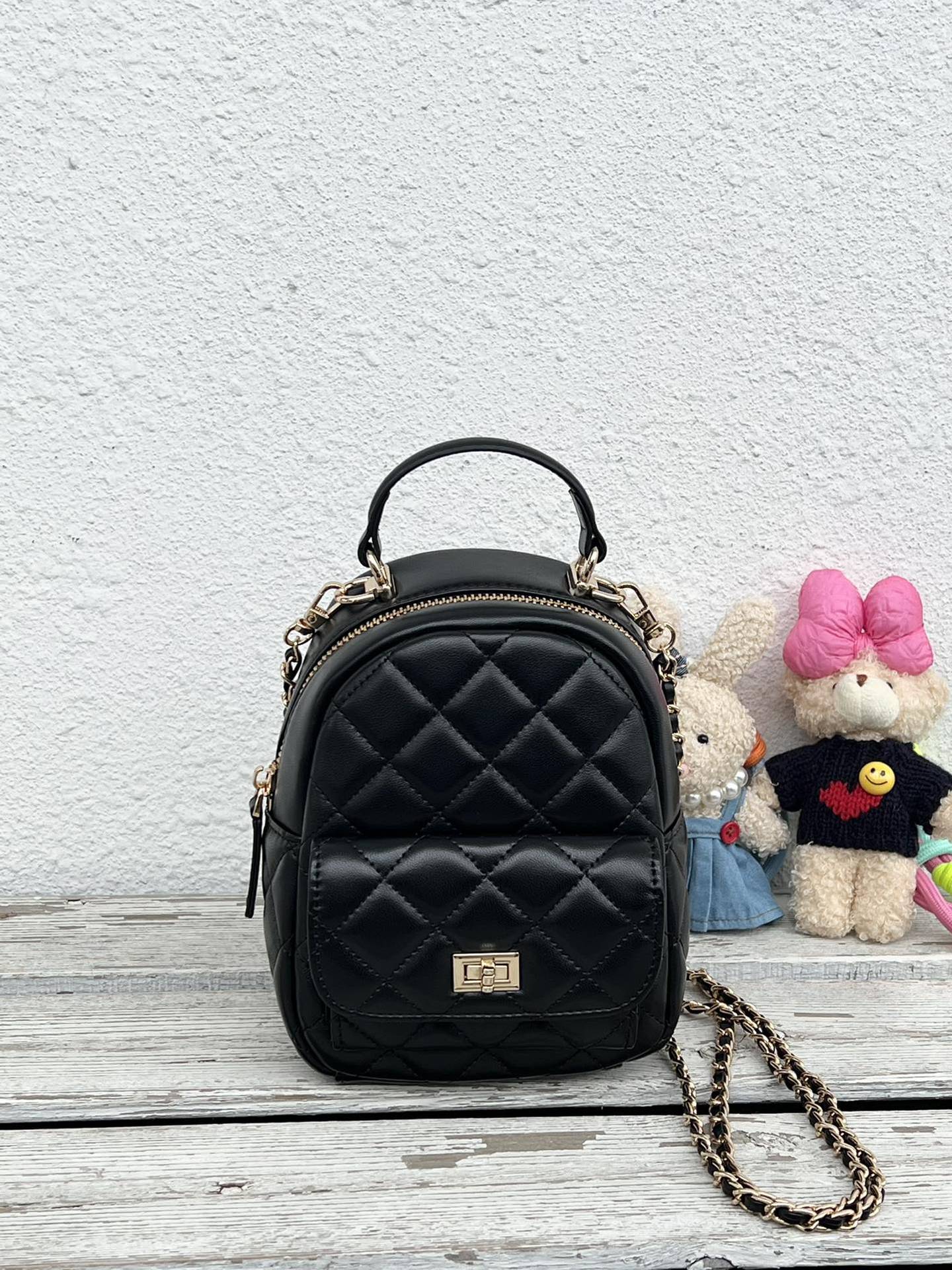 高级感小香风菱格双肩包双肩迷你2025新款时尚百搭书包单肩旅行包