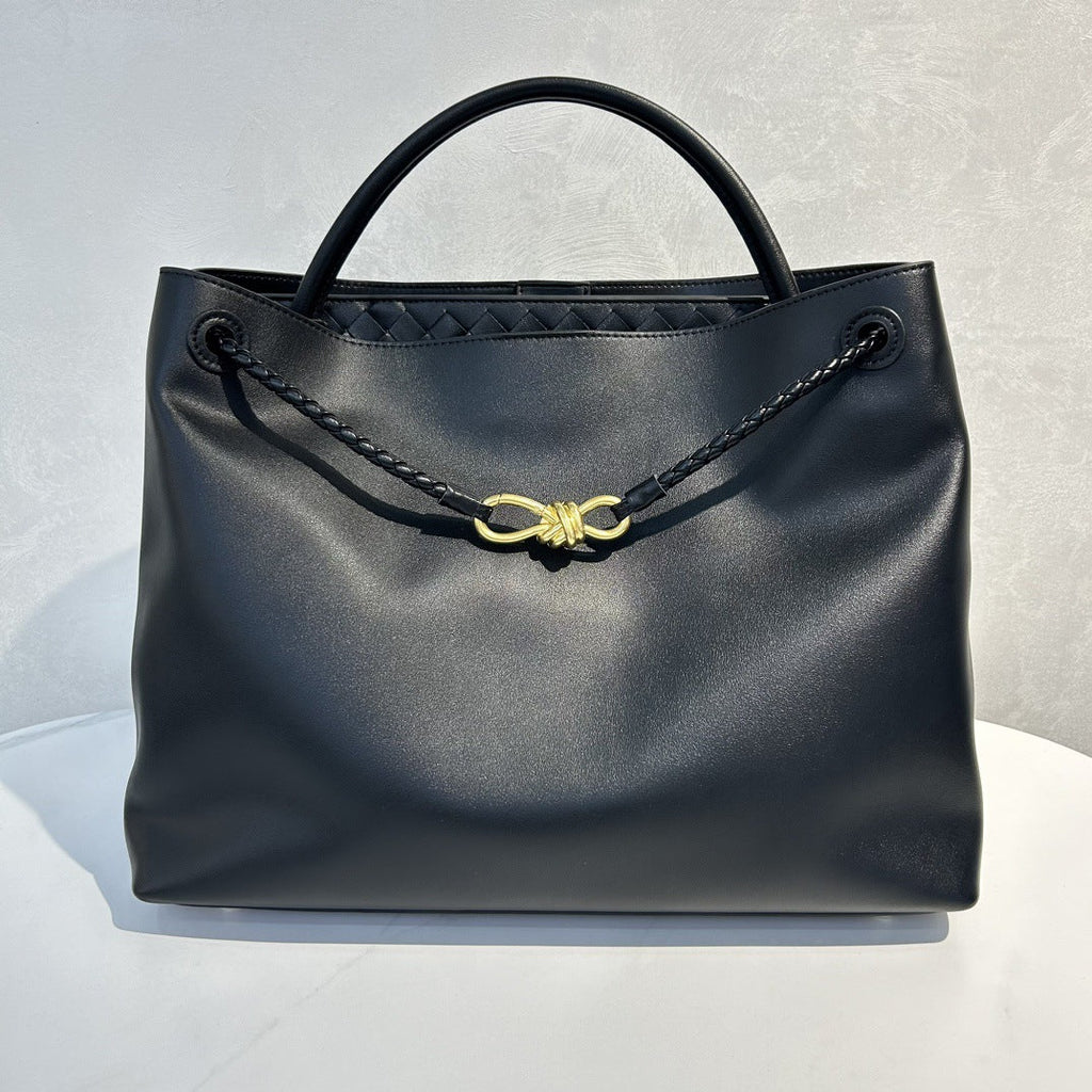 包包女2025新款质感真皮大容量托特包女斜跨通勤蝴蝶结单肩手提包