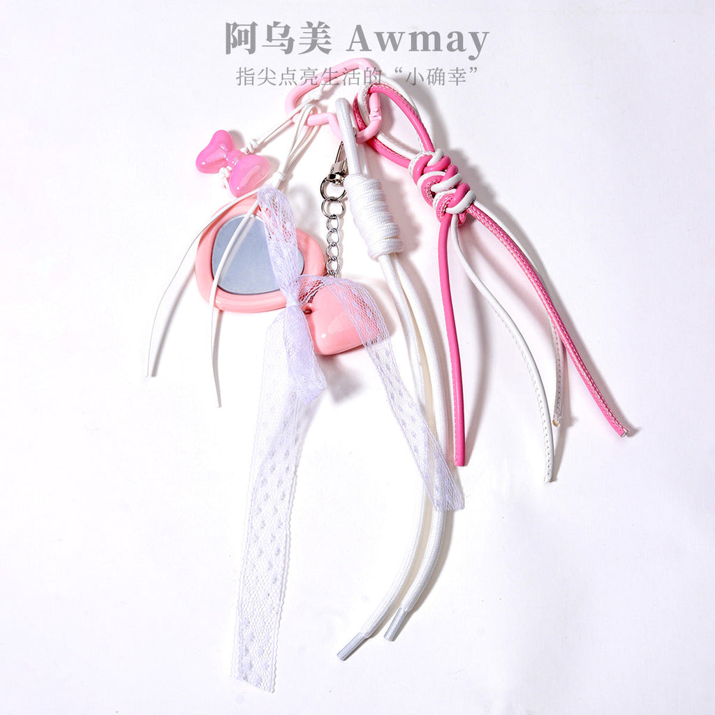 饰品工厂量大价优粉色镜子爱心蝴蝶结包挂包包挂件挂饰钥匙扣挂
