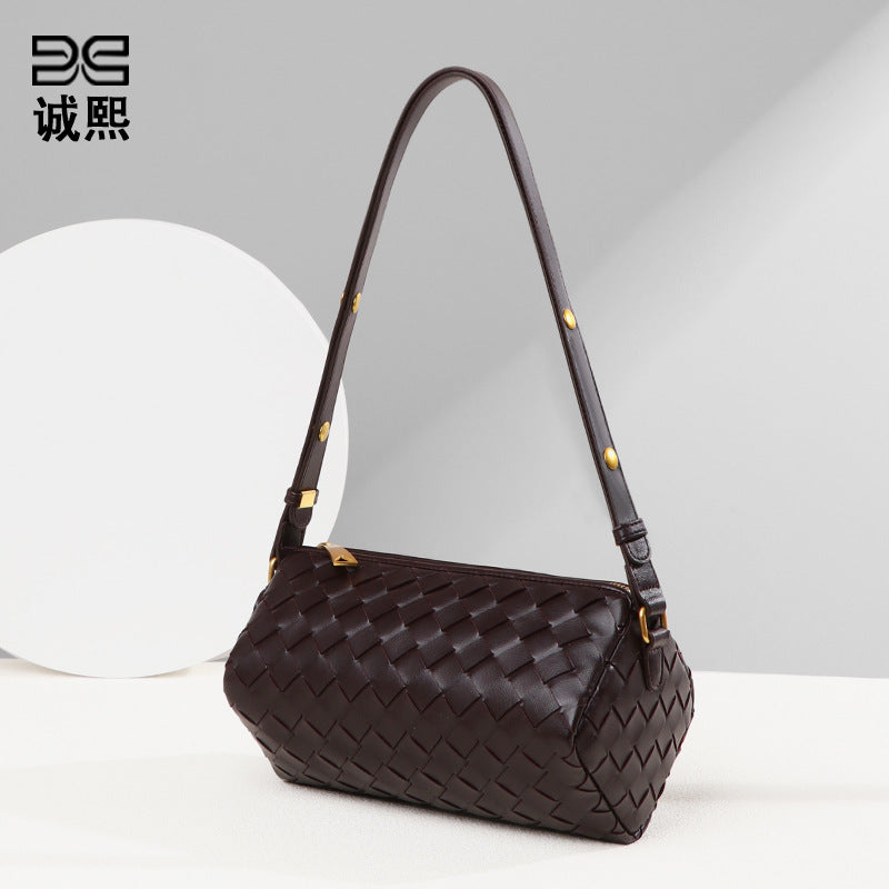 百搭韩版小众单肩腋下女包编织潮流复古手提相机包休闲斜挎笔筒包