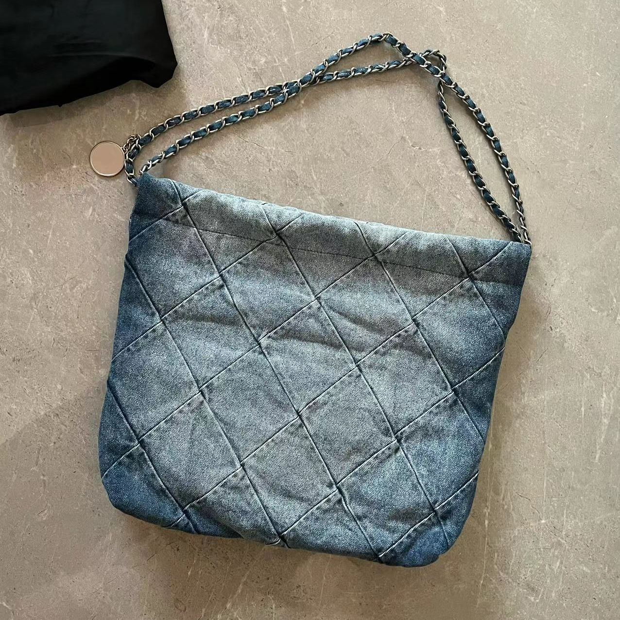 2025中古丹宁牛仔垃圾袋vintage单肩包22bag复古包大容量休闲包女