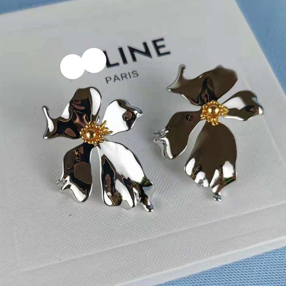 赛林新款celi风花朵耳钉欧美夸张复古大气个性ins超仙花瓣耳环女