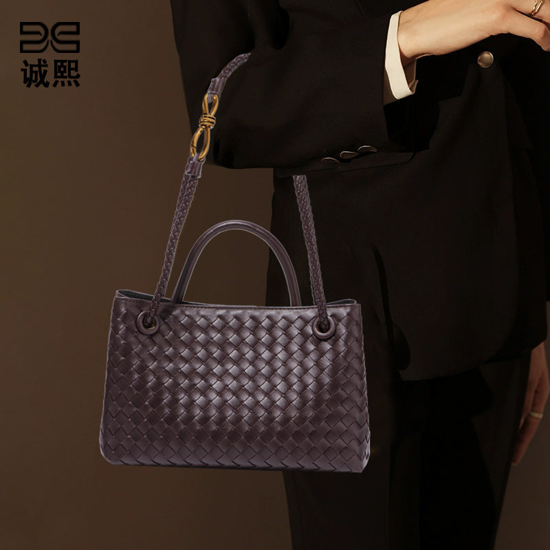 外贸女包跨境2025新款手工编织包复古休闲单肩斜挎包大容量手提包