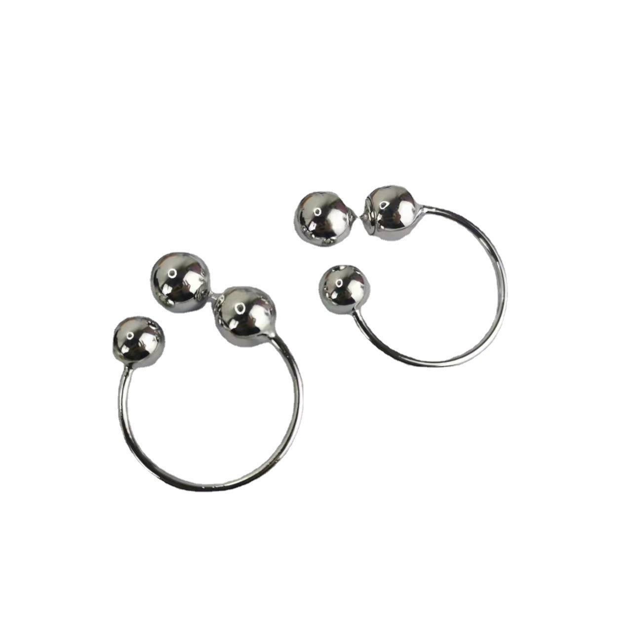 BV家22新款圆珠耳钉女环形气质极简欧美风后挂式光面几何大耳环