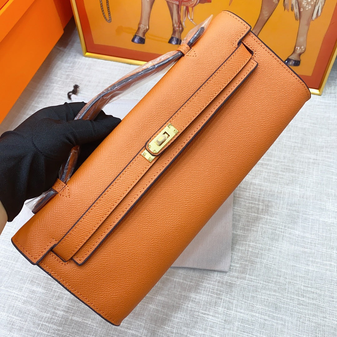 凯莉epsom掌纹手包真皮女包时尚kelly荔枝纹牛皮晚宴包亚马逊代发