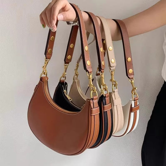 腋下包女真皮半月马鞍包手提包2024新款小众高级感牛皮单肩斜挎包