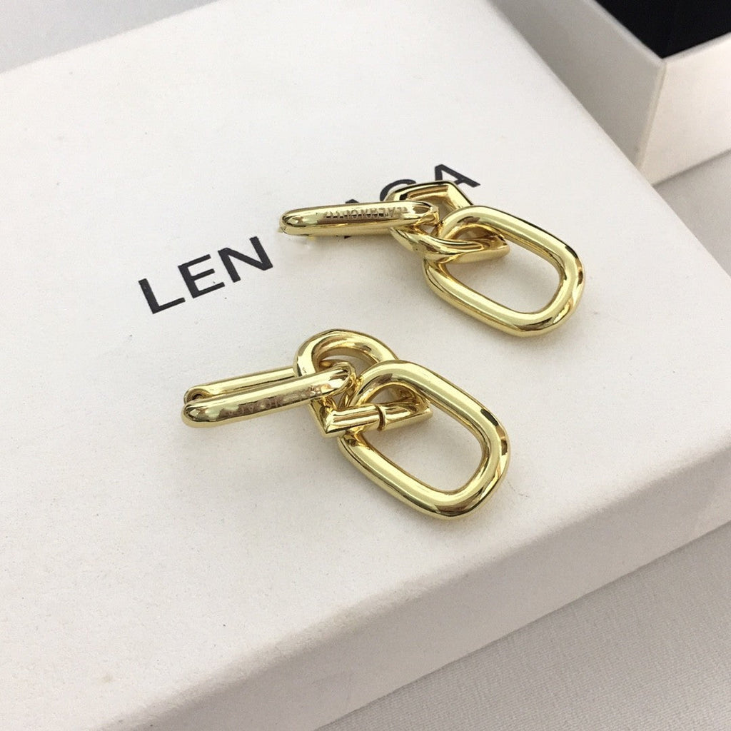 巴家欧美新款粗链条节耳坠耳环气质百搭耳圈法式复古款耳饰女