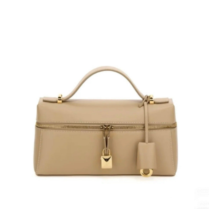 LP19饭盒包女2025新款高级感牛皮手提真皮凯莉包单肩斜挎23化妆包