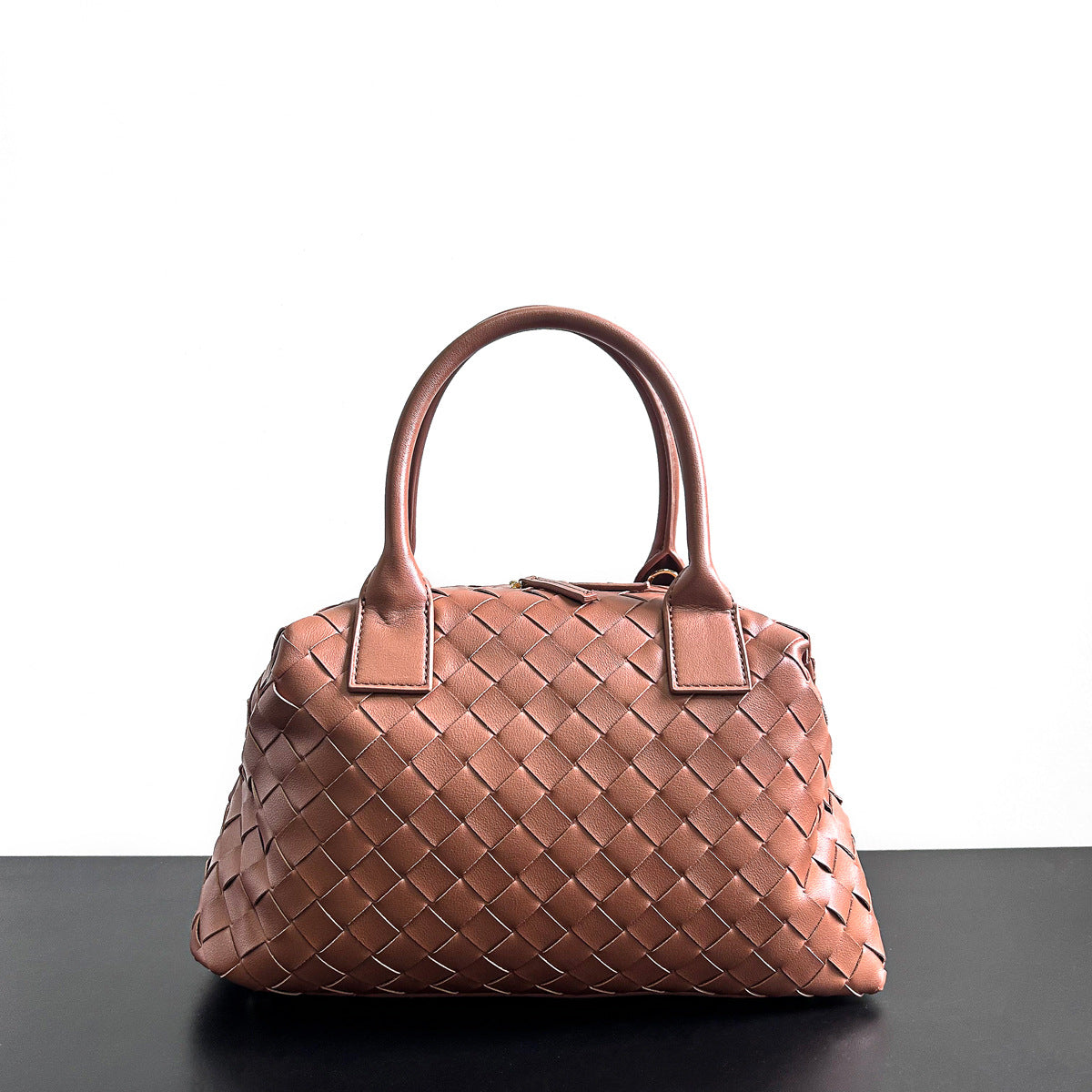 真皮编织女士手提包2023新款奢品时尚简约枕头包手提单肩斜挎女包