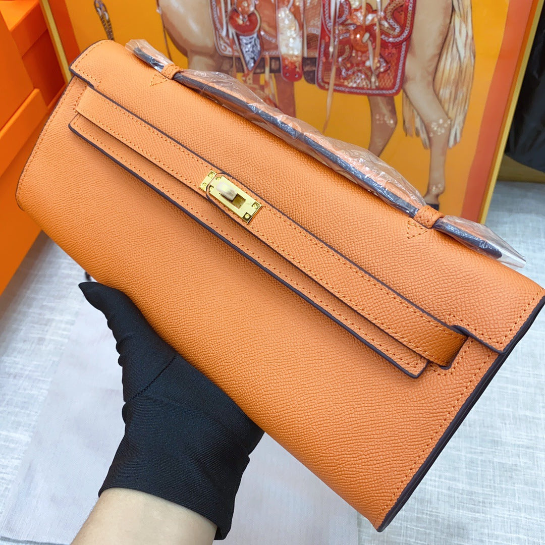 凯莉epsom掌纹手包真皮女包时尚kelly荔枝纹牛皮晚宴包亚马逊代发