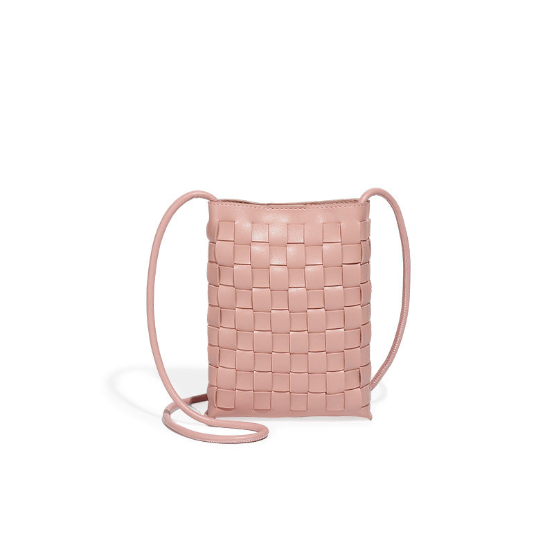 2025新款手机包包女外贸复古时尚手工编织包欧美简约百搭单肩斜跨