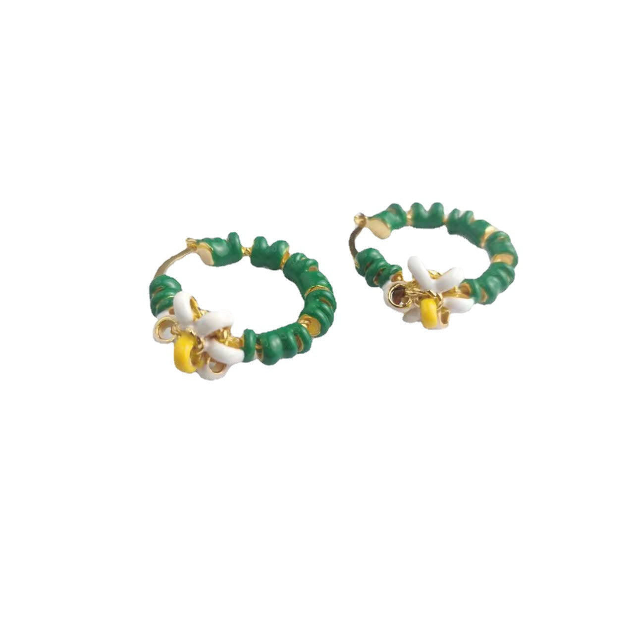 BV家22新款花朵珐琅耳扣女高级感气质滴釉几何小花拼色耳环