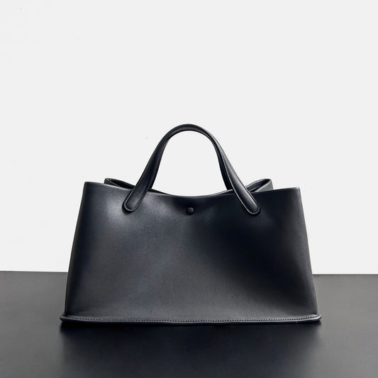 2024新款极简风手提包牛皮通勤大容量托特包轻奢高级感女包包