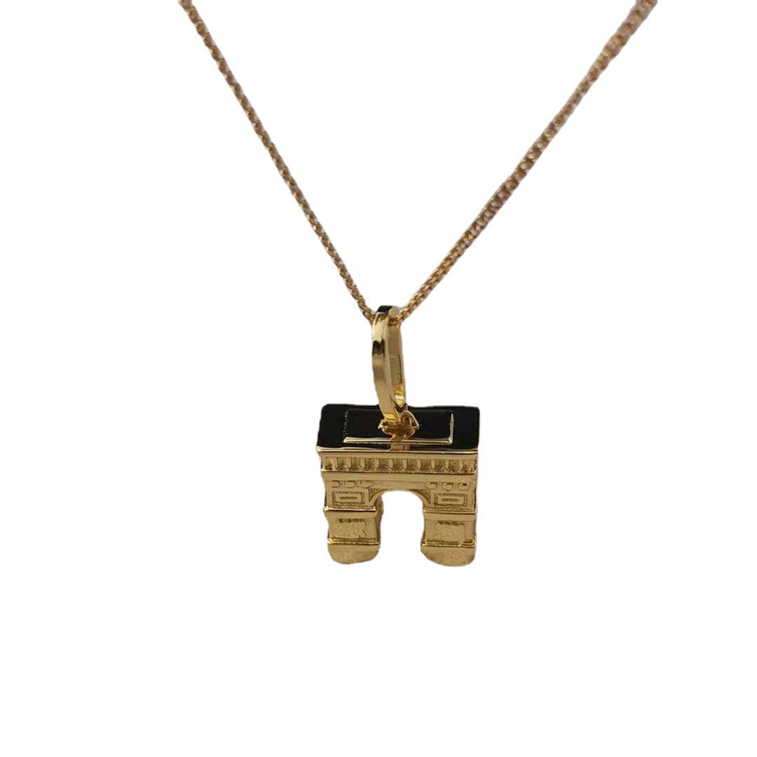 厂家批发赛家新款凯旋门项链女高级感气质复古风中古立体锁骨链