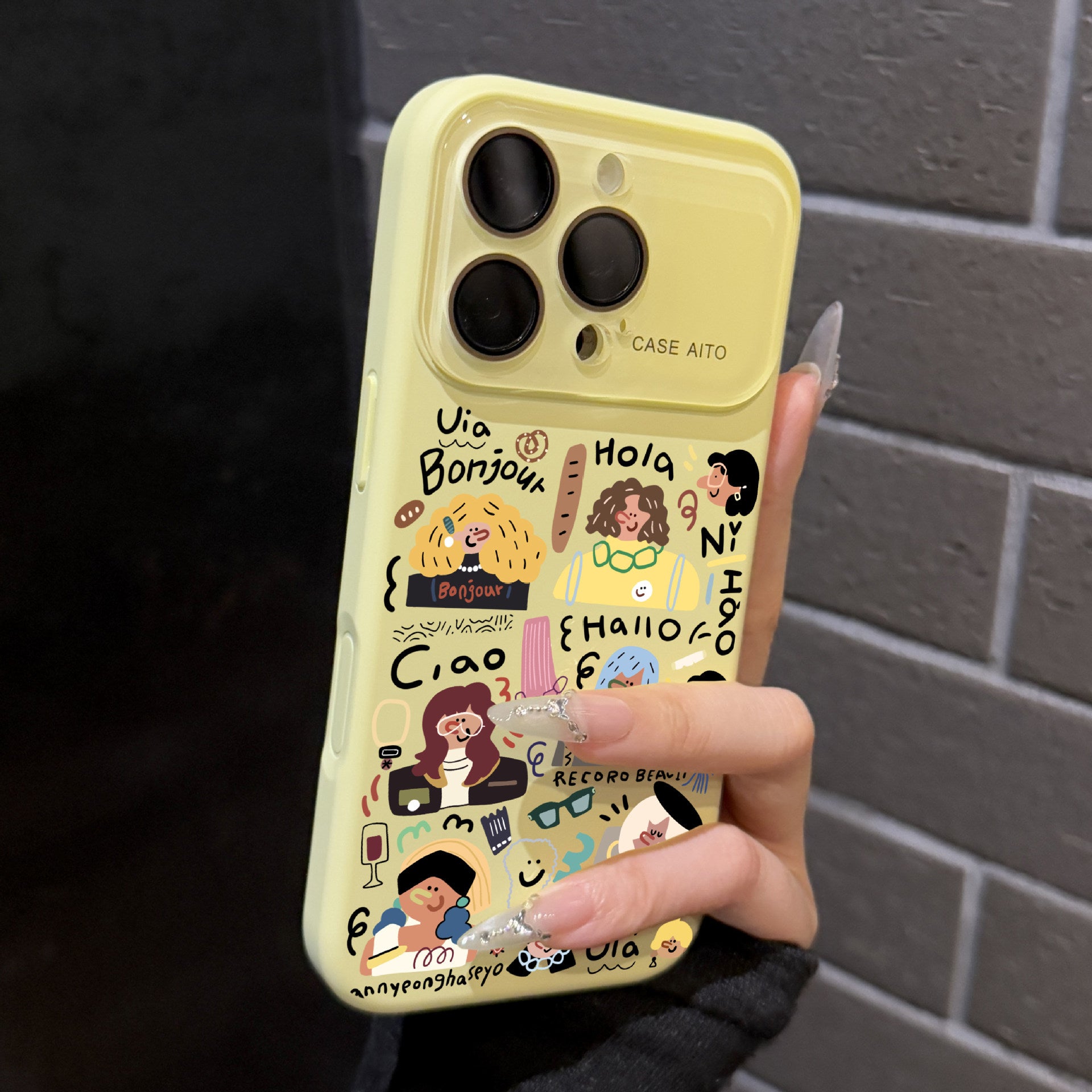 欧美涂鸦跨境液态大视窗适用苹果17Promax手机壳女iPhone16软硅胶