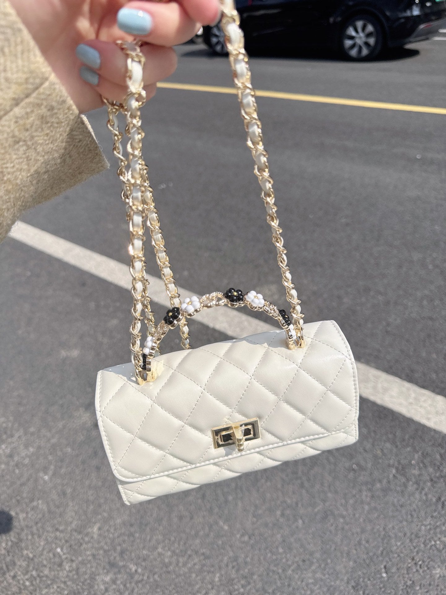 山茶花信封包女小香风高级感菱格链条包2024新款手提包单肩斜挎包