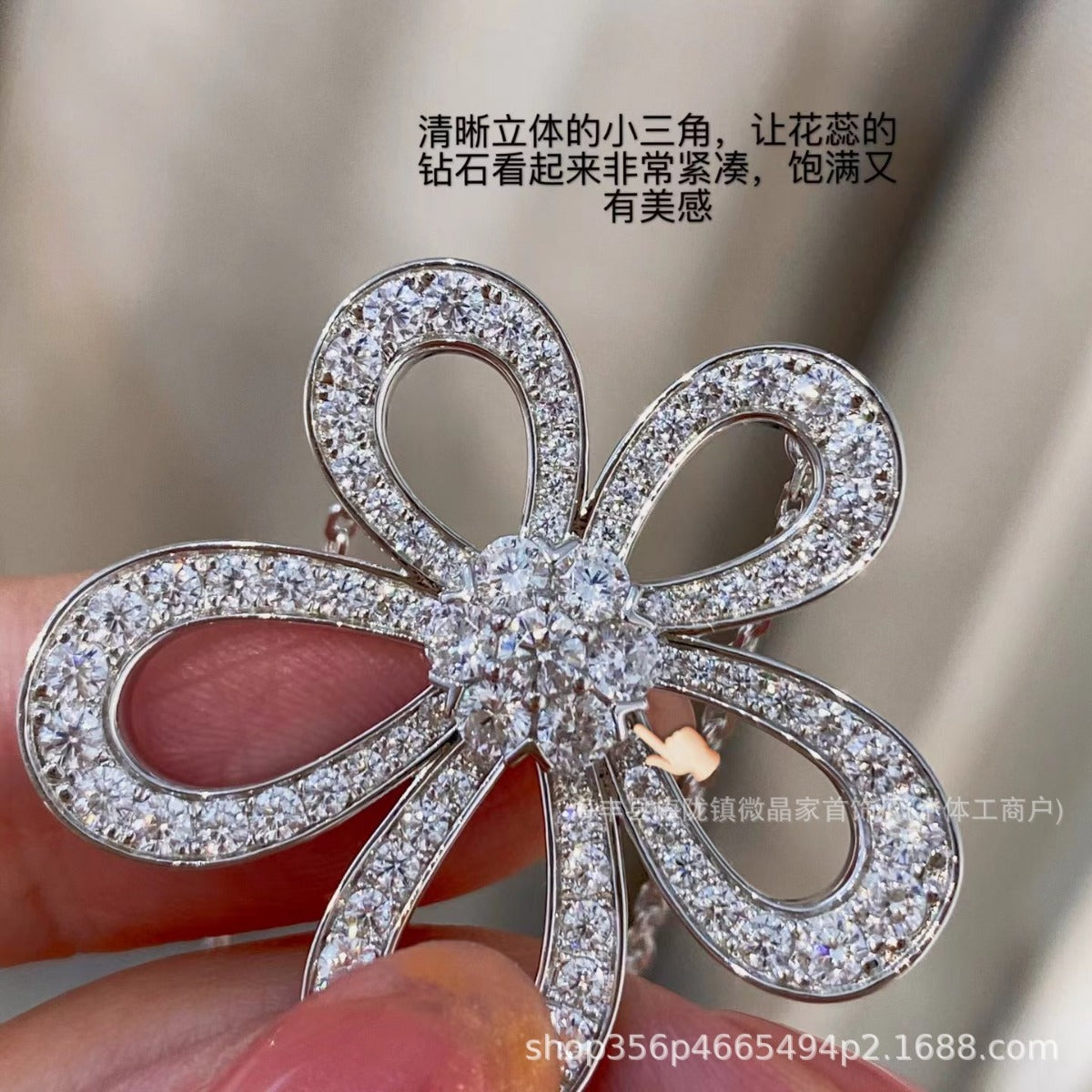 精工高版本网红太阳花满钻项链不掉色925银镀K金大花项链厂家直销