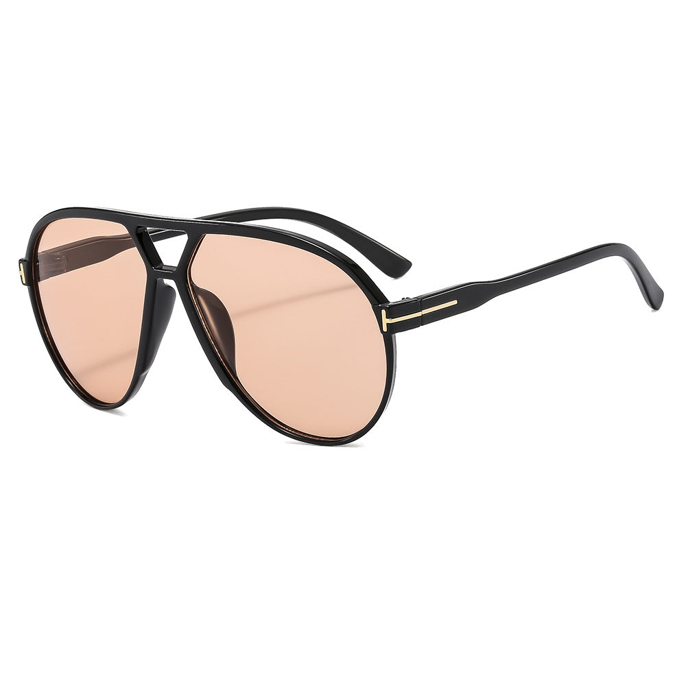 新款PC全框双梁蛤蟆镜T字米钉欧美大框太阳眼镜复古飞行户外墨镜