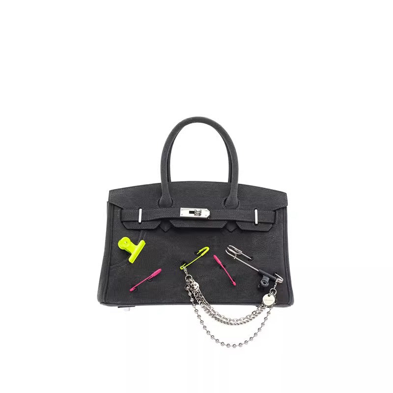 小众恶搞铂金包包女ins潮迷你牛仔帆布辣妹包高级感单肩斜挎包