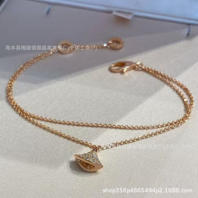 宝家扇子手链精工版裙子手链厚金电镀18k双链天然玛瑙工厂直销