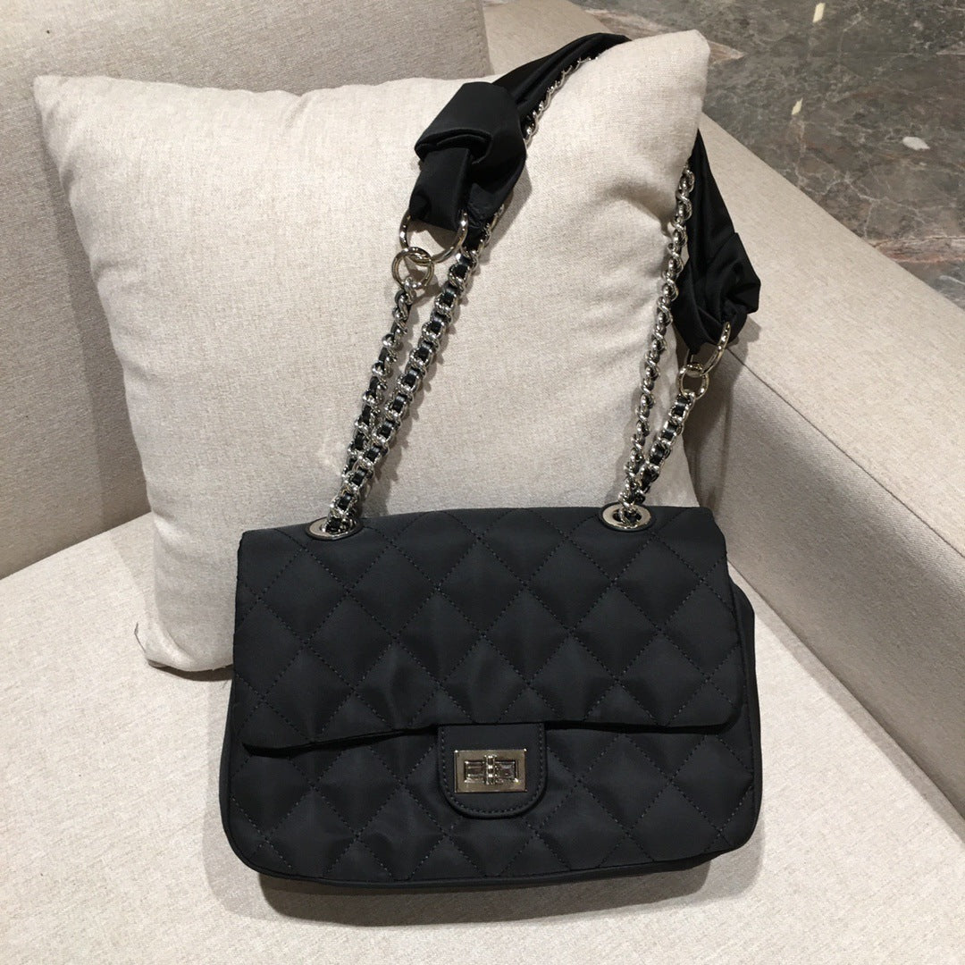 菱格链条包包高级感女包百搭帆布包大容量单肩包小香风休闲复古包