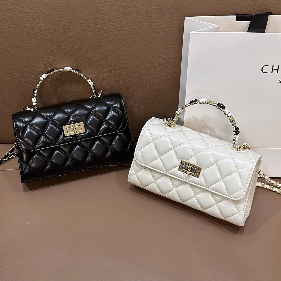 山茶花信封包女小香风高级感菱格链条包2024新款手提包单肩斜挎包