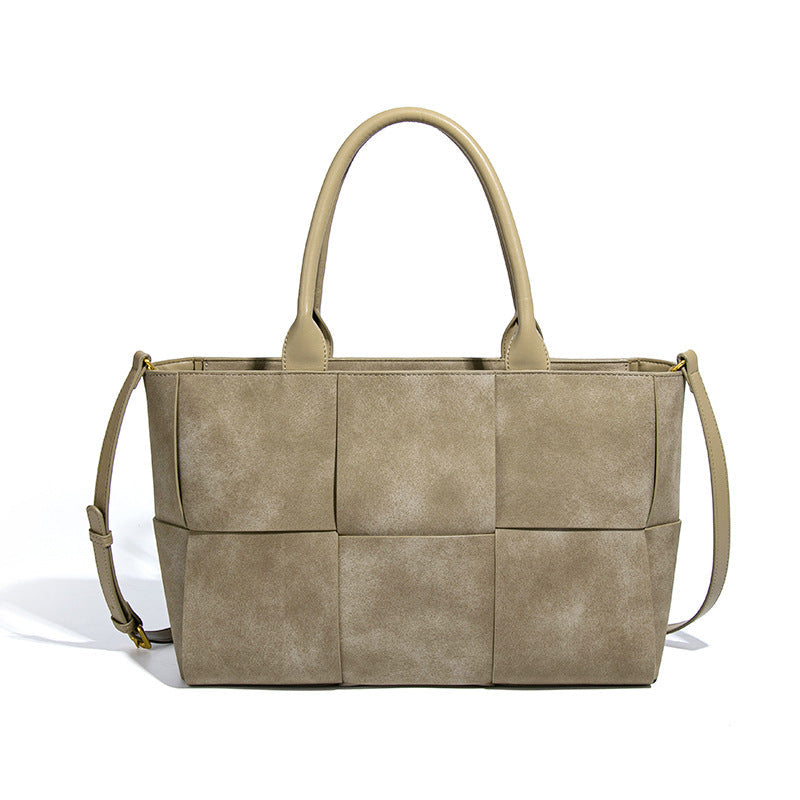 新款磨砂大容量手拎女包高级感跨境潮流编织商务包时尚单肩斜挎包