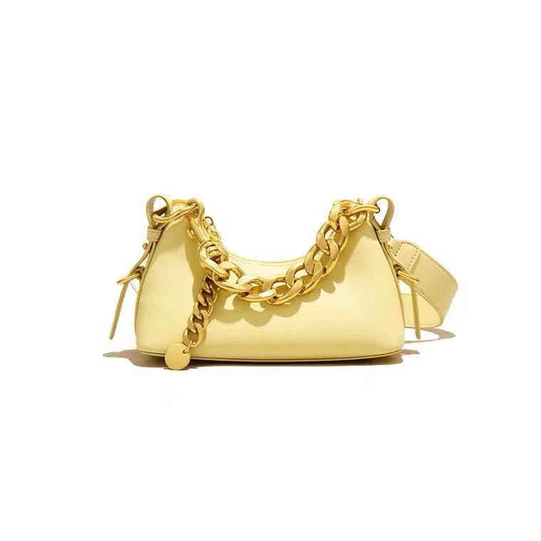 包包真皮女包法棍包腋下2022新款单肩小众设计高级感链条包青蛙