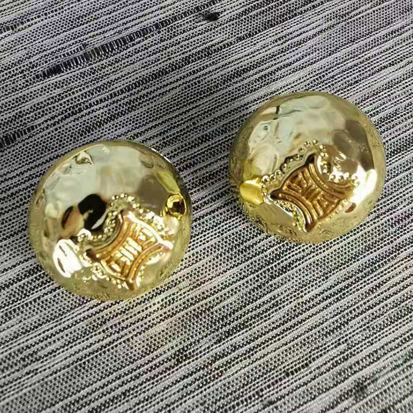 赛家新款凯旋门半球耳夹铜电镀18K金复古中古vintage风耳环无耳洞