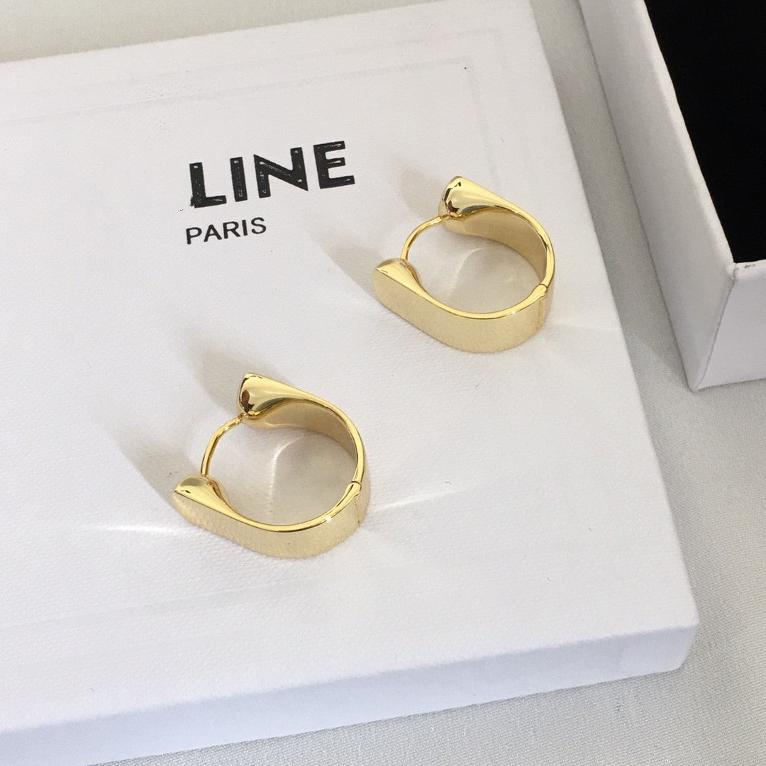 Celi家22新款U形耳环女高级感气质光面镀金港风气质耳扣