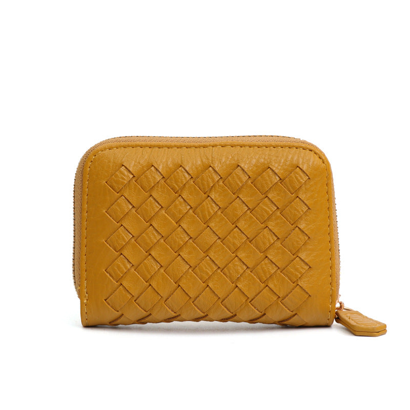 2025新款时尚零钱包卡包女手工编织多隔层多卡位银行卡卡包收纳包