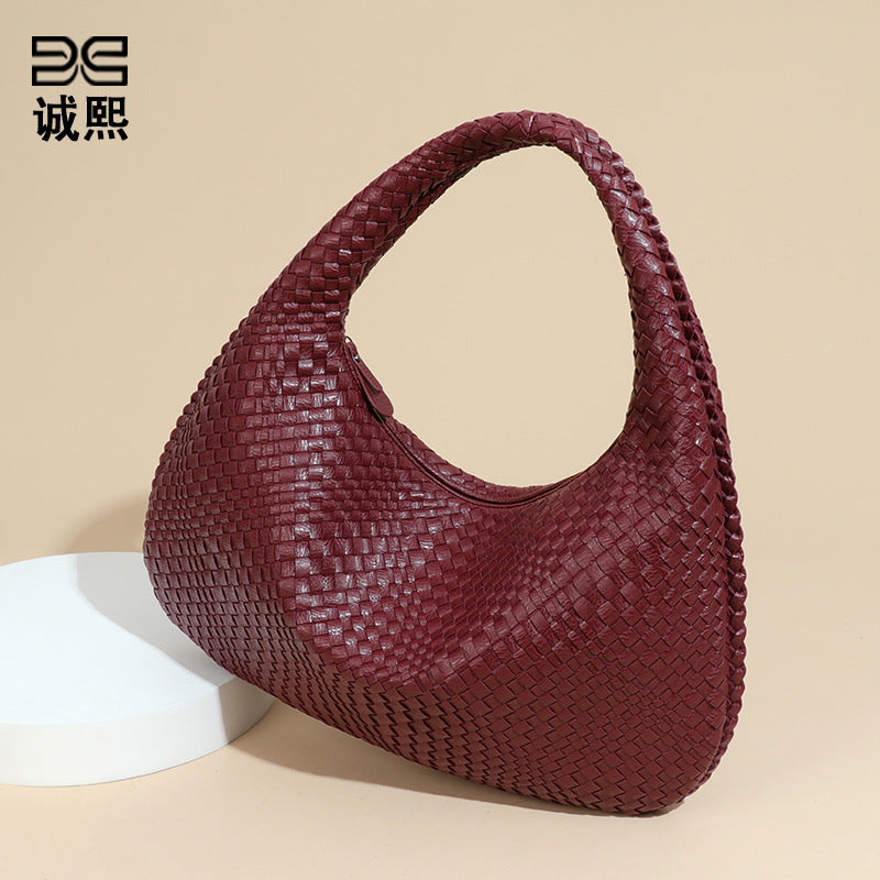 2025新款月牙女包全手工编织手提饺子包时尚百搭欧美风单肩腋下包