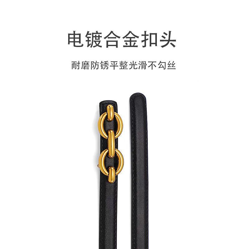 女士真皮细腰带小牛皮潮流气质百搭简约时尚牛仔裤腰带春夏新款