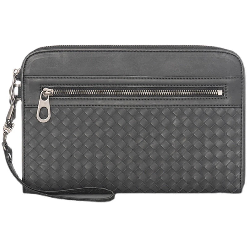 X&BV男士手包2021新款真皮手拿包男时尚潮牌休闲编织商务手拿包男